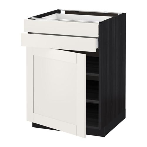 МЕТОД / МАКСИМЕРА Напольный шкаф с дверцей/2 ящиками - под дерево черный, Сэведаль белый, 60x60 см МЕТОД / МАКСИМЕРА Напольный шкаф с дверцей/2 ящиками - под дерево черный, Сэведаль белый, 60x60 см