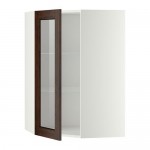 МЕТОД Углов навесн шк с полками/сткл дв - белый, Эдсерум под дерево коричневый, 68x100 см МЕТОД Углов навесн шк с полками/сткл дв - белый, Эдсерум под дерево коричневый, 68x100 см