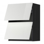 METOD навесной шкаф/2 дверцы, горизонтал черный/Рингульт белый 60x80 см