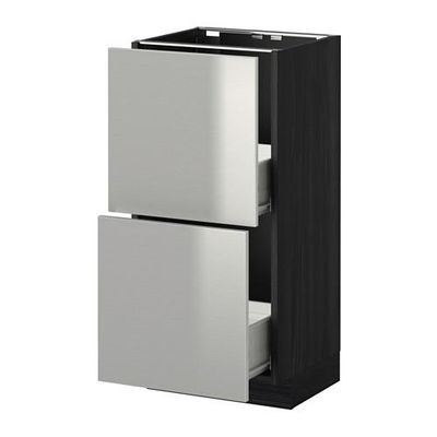 МЕТОД / ФОРВАРА Напольный шкаф с 2 ящиками - 40x37 см, Гревста нержавеющ сталь, под дерево черный МЕТОД / ФОРВАРА Напольный шкаф с 2 ящиками - 40x37 см, Гревста нержавеющ сталь, под дерево черный