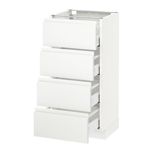 МЕТОД / МАКСИМЕРА Напольн шкаф 4 фронт панели/4 ящика - белый, Воксторп матовый белый, 40x37 см
