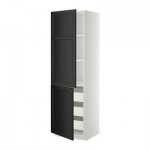 МЕТОД / ФОРВАРА Высокий шкаф+полки/3 ящика/2 дверцы - 60x60x200 см, Лаксарби черно-коричневый, белый МЕТОД / ФОРВАРА Высокий шкаф+полки/3 ящика/2 дверцы - 60x60x200 см, Лаксарби черно-коричневый, белый