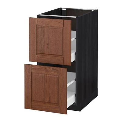 МЕТОД / МАКСИМЕРА Напольн шкаф 2фрнт/2выс ящ - 40x60 см, Филипстад коричневый, под дерево черный МЕТОД / МАКСИМЕРА Напольн шкаф 2фрнт/2выс ящ - 40x60 см, Филипстад коричневый, под дерево черный