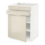 МЕТОД / МАКСИМЕРА Нап шк д/вар панели/дв/2фасада/1ящ - белый, Воксторп глянцевый светло-бежевый