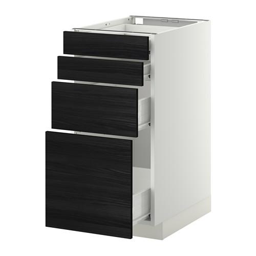 МЕТОД / ФОРВАРА Нплн шк 4 фронт/2 низк/2средн ящ - белый, Тингсрид под дерево черный, 40x60 см