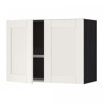 METOD навесной шкаф с посуд суш/2 дврц черный/Сэведаль белый 80x60 см