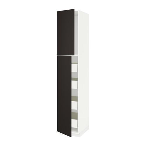МЕТОД / ФОРВАРА Высокий шкаф/2дверцы/4ящика - белый, Кунгсбакка антрацит, 40x60x220 см МЕТОД / ФОРВАРА Высокий шкаф/2дверцы/4ящика - белый, Кунгсбакка антрацит, 40x60x220 см