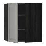 METOD угловой навесной шкаф с полками черный/Будбин серый 68x80 см