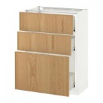 МЕТОД / ФОРВАРА Напольный шкаф с 3 ящиками - 60x37 см, Экестад дуб, белый МЕТОД / ФОРВАРА Напольный шкаф с 3 ящиками - 60x37 см, Экестад дуб, белый