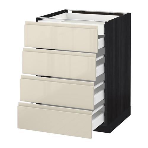 МЕТОД / МАКСИМЕРА Нплн шк 4фрнт/2нзк/3срд ящ - под дерево черный, Воксторп глянцевый светло-бежевый, 60x60 см МЕТОД / МАКСИМЕРА Нплн шк 4фрнт/2нзк/3срд ящ - под дерево черный, Воксторп глянцевый светло-бежевый, 60x60 см