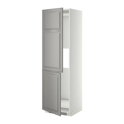 МЕТОД Выс шкаф д/холодильн или морозильн - белый, Будбин серый, 60x60x200 см