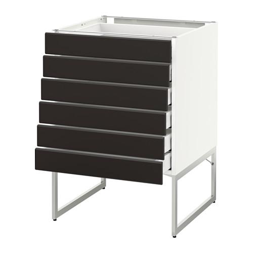 МЕТОД / МАКСИМЕРА Напольн шкаф 6фронт пнл/6 низ ящ - белый, Кунгсбакка антрацит, 60x60x60 см