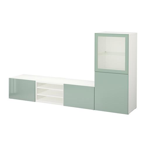 BESTÅ шкаф для ТВ, комбин/стеклян дверцы