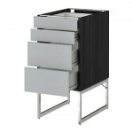 МЕТОД / ФОРВАРА Нплн шк 4 фронт/2 низк/2средн ящ - 40x60x60 см, Веддинге серый, под дерево черный