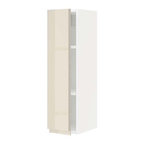 МЕТОД Шкаф навесной с полкой - белый, Воксторп глянцевый светло-бежевый, 20x80 см