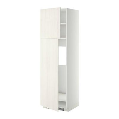 МЕТОД Высокий шкаф д/холодильника/2дверцы - 60x60x200 см, Росдаль белый ясень, белый