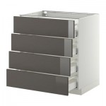 МЕТОД / МАКСИМЕРА Напольн шкаф 4 фронт панели/4 ящика - 80x60 см, Рингульт глянцевый серый, белый МЕТОД / МАКСИМЕРА Напольн шкаф 4 фронт панели/4 ящика - 80x60 см, Рингульт глянцевый серый, белый