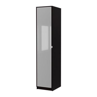 ПАКС Гардероб с 1 дверью - Пакс Февик черно-коричневый/матовое стекло, черно-коричневый, 50x38x236 см