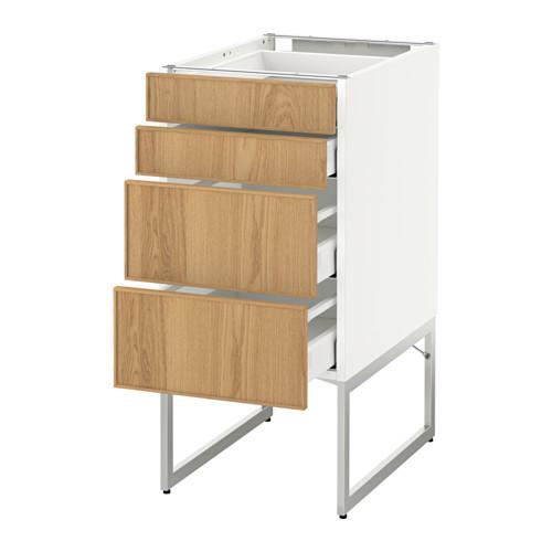 МЕТОД / МАКСИМЕРА Нплн шк 4 фронт/2 низк/2средн ящ - белый, Экестад дуб, 40x60x60 см