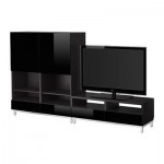 БЕСТО Шкаф для ТВ, комбинация - черно-коричневый/глянцевый черный