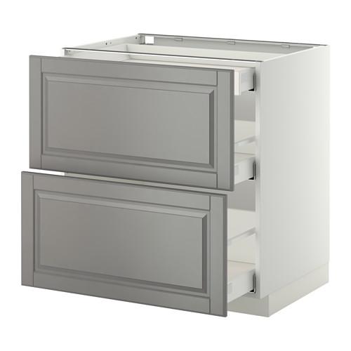 МЕТОД / МАКСИМЕРА Напольный шкаф/2фасада/3ящика - белый, Будбин серый, 80x60 см