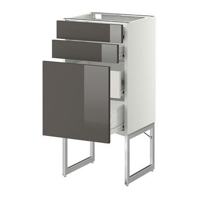 МЕТОД / ФОРВАРА Напольн шкаф 3фронт пнл/2низ/2ср ящ - 40x37x60 см, Рингульт глянцевый серый, белый МЕТОД / ФОРВАРА Напольн шкаф 3фронт пнл/2низ/2ср ящ - 40x37x60 см, Рингульт глянцевый серый, белый