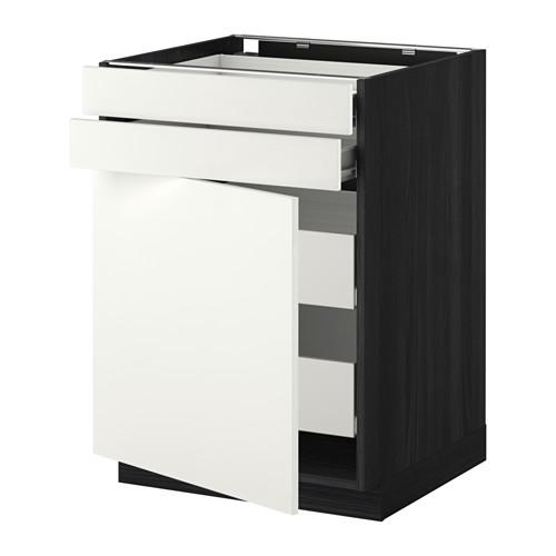 МЕТОД / ФОРВАРА Нплн шк двр/2фрнт/2нзк/2срд ящ - под дерево черный, Хэггеби белый, 60x60 см