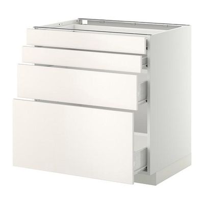 МЕТОД / ФОРВАРА Напольн шкаф 4 фронт панели/4 ящика - 80x60 см, Веддинге белый, белый