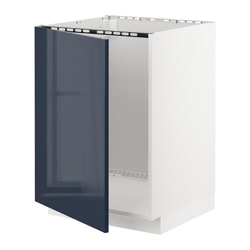МЕТОД Напольный шкаф для раковины - белый, Ерста глянцевый черно-синий МЕТОД Напольный шкаф для раковины - белый, Ерста глянцевый черно-синий
