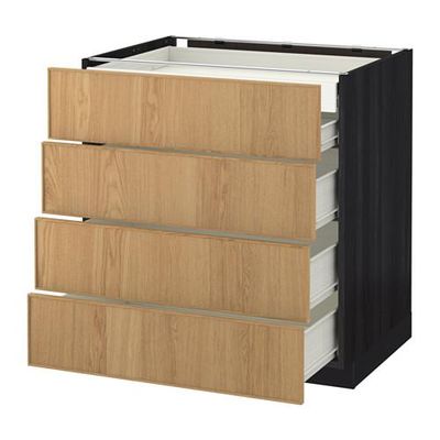 МЕТОД / ФОРВАРА Нплн шк 4фрнт/2нзк/3срд ящ - 80x60 см, Экестад дуб, под дерево черный