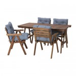 FALHOLMEN стол+4 кресла, д/сада светло-коричневая морилка/Иттерон синий