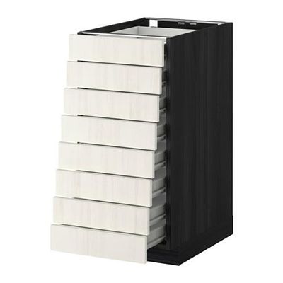 МЕТОД / ФОРВАРА Наполн шкаф 8 фронт/8 низк ящиков - 40x60 см, Росдаль белый ясень, под дерево черный МЕТОД / ФОРВАРА Наполн шкаф 8 фронт/8 низк ящиков - 40x60 см, Росдаль белый ясень, под дерево черный