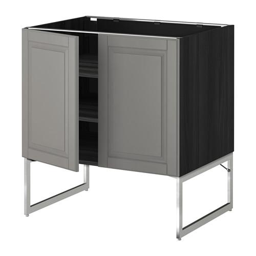 МЕТОД Напол шкаф с полками/2двери - под дерево черный, Будбин серый, 80x60x60 см МЕТОД Напол шкаф с полками/2двери - под дерево черный, Будбин серый, 80x60x60 см