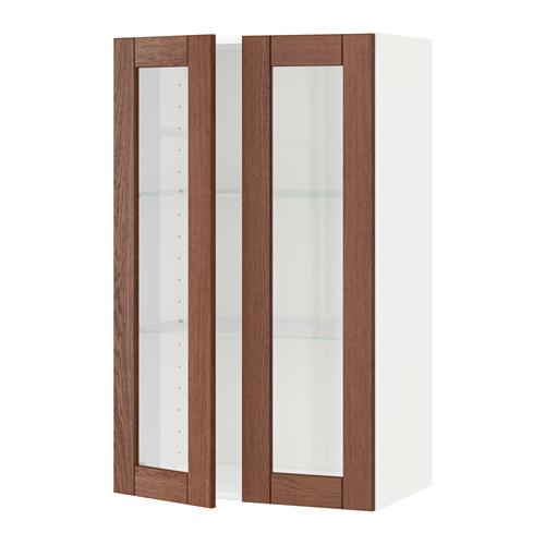 МЕТОД Навесной шкаф с полками/2 стекл дв - белый, Филипстад коричневый, 60x100 см МЕТОД Навесной шкаф с полками/2 стекл дв - белый, Филипстад коричневый, 60x100 см