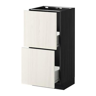 МЕТОД / ФОРВАРА Напольный шкаф с 2 ящиками - 40x37 см, Росдаль белый ясень, под дерево черный МЕТОД / ФОРВАРА Напольный шкаф с 2 ящиками - 40x37 см, Росдаль белый ясень, под дерево черный