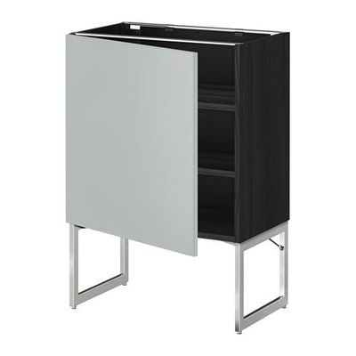 МЕТОД Напольный шкаф с полками - 60x37x60 см, Веддинге серый, под дерево черный МЕТОД Напольный шкаф с полками - 60x37x60 см, Веддинге серый, под дерево черный