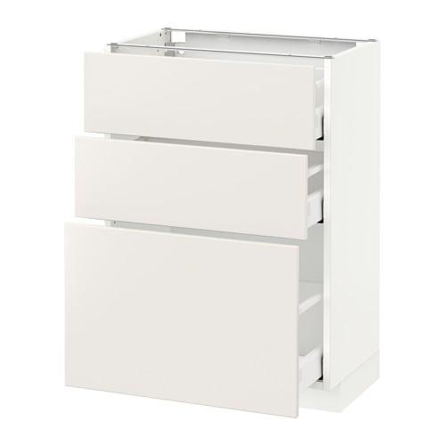 МЕТОД / МАКСИМЕРА Напольный шкаф с 3 ящиками - белый, Веддинге белый, 60x37 см МЕТОД / МАКСИМЕРА Напольный шкаф с 3 ящиками - белый, Веддинге белый, 60x37 см