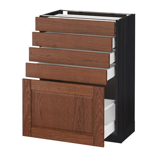 МЕТОД / МАКСИМЕРА Напольный шкаф с 5 ящиками - под дерево черный, Филипстад коричневый, 60x37 см