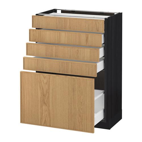 МЕТОД / МАКСИМЕРА Напольный шкаф с 5 ящиками - под дерево черный, Экестад дуб, 60x37 см МЕТОД / МАКСИМЕРА Напольный шкаф с 5 ящиками - под дерево черный, Экестад дуб, 60x37 см