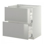 МЕТОД / МАКСИМЕРА Напольн шкаф 2фрнт/2выс ящ - 80x60 см, Гревста нержавеющ сталь, белый