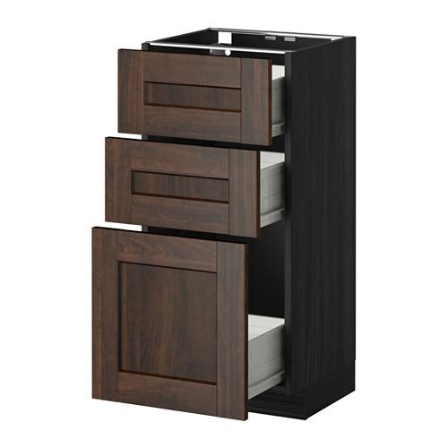 МЕТОД / ФОРВАРА Нплн шк 3 фрнт/3 средн ящика - под дерево черный, Эдсерум под дерево коричневый, 40x37 см