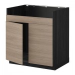 МЕТОД Напольн шкаф д двойн мойки ДУМШЁ - Брокхульт под грецкий орех светло-серый, под дерево черный