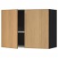 МЕТОД Навесной шкаф с посуд суш/2 дврц - под дерево черный, Экестад дуб, 80x60 см