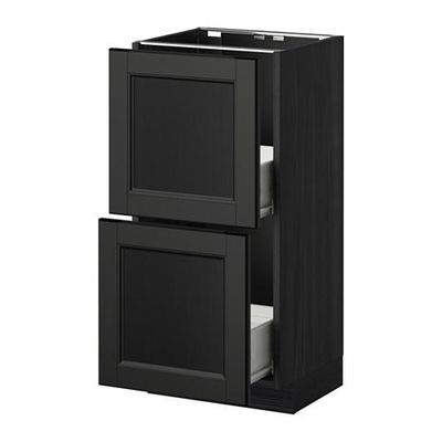 МЕТОД / ФОРВАРА Напольный шкаф с 2 ящиками - 40x37 см, Лаксарби черно-коричневый, под дерево черный МЕТОД / ФОРВАРА Напольный шкаф с 2 ящиками - 40x37 см, Лаксарби черно-коричневый, под дерево черный
