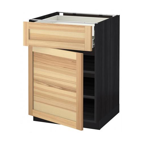 МЕТОД / ФОРВАРА Напольн шкаф двр/фр пнл/плк/2низ ящ - под дерево черный, Торхэмн естественный ясень, 60x60 см МЕТОД / ФОРВАРА Напольн шкаф двр/фр пнл/плк/2низ ящ - под дерево черный, Торхэмн естественный ясень, 60x60 см