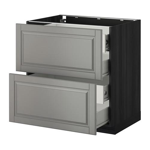 МЕТОД / ФОРВАРА Напольн шкаф 2 фронт пнл/4 средн ящ - под дерево черный, Будбин серый, 80x60 см МЕТОД / ФОРВАРА Напольн шкаф 2 фронт пнл/4 средн ящ - под дерево черный, Будбин серый, 80x60 см