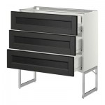 МЕТОД / ФОРВАРА Напольн шкаф 3фронт пнл/2низ/2ср ящ - 80x37x60 см, Лаксарби черно-коричневый, белый МЕТОД / ФОРВАРА Напольн шкаф 3фронт пнл/2низ/2ср ящ - 80x37x60 см, Лаксарби черно-коричневый, белый