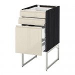 МЕТОД / МАКСИМЕРА Напольн шкаф 3фронт пнл/2низ/2ср ящ - под дерево черный, Воксторп глянцевый светло-бежевый, 40x60x60 см МЕТОД / МАКСИМЕРА Напольн шкаф 3фронт пнл/2низ/2ср ящ - под дерево черный, Воксторп глянцевый светло-бежевый, 40x60x60 см