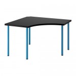 ADILS/LINNMON угловой стол черно-коричневый/синий