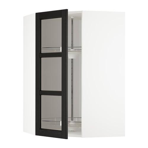 МЕТОД Углов навесн шк с врщ скц/сткл дв - белый, Лерх черная морилка, 68x100 см МЕТОД Углов навесн шк с врщ скц/сткл дв - белый, Лерх черная морилка, 68x100 см